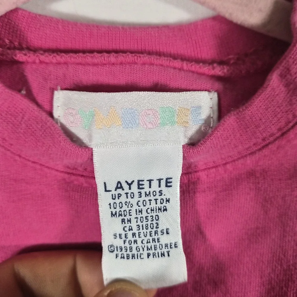 Vintage Gymboree Baby Girl Romper 0-3M Pink Flower Butterfly Bloom Y2K 2002